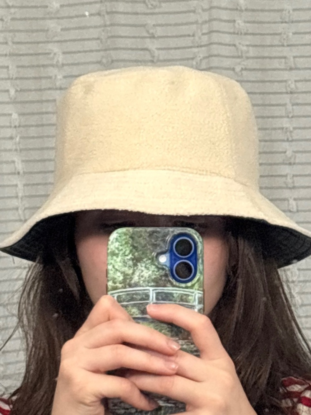 Reversible Black Faux Leather and Cream Fleece Bucket Hat